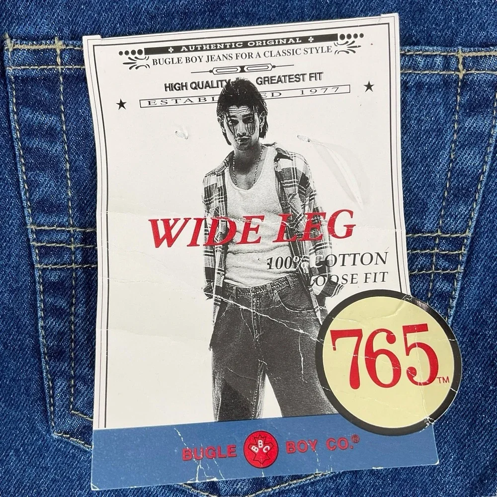 Bugle Boy Jeans Men 34x32 Blue Wide Leg Loose‎ Fit 765 Deadstock VTG 90s NWT